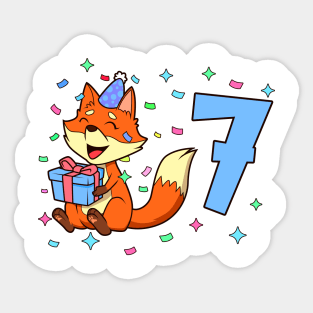 I am 7 with fox - boy birthday 7 years old Sticker